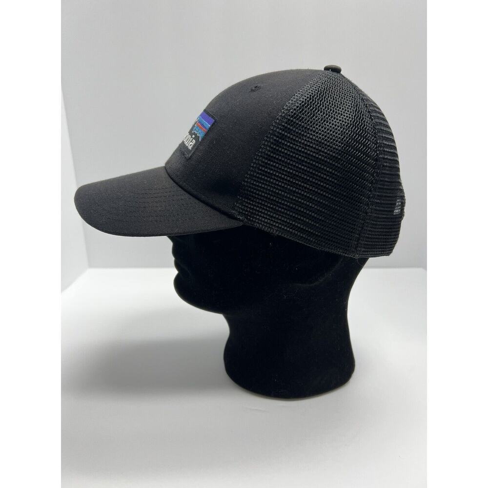 Patagonia Unisex Ball Cap P-6 Logo Trucker Snap Back Hat Mesh Black - Picture 4 of 10